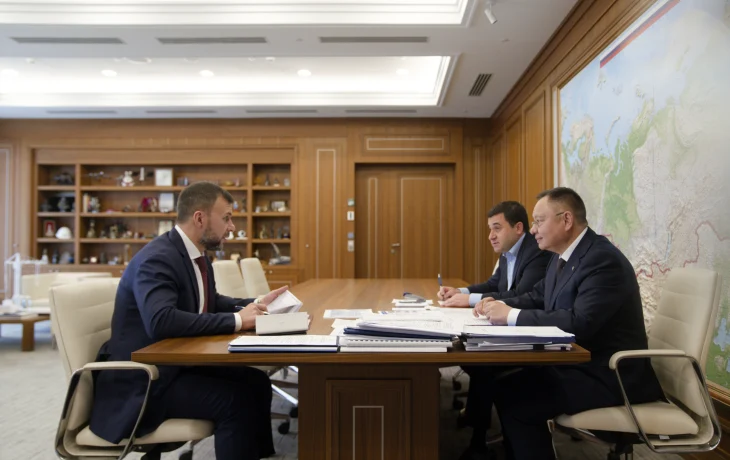 Глава Минстроя России Ирек Файзуллин провел рабочую встречу с Главой Донецкой Народной Республики Денисом Пушилиным
