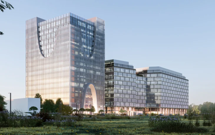 Стеклянная башня со сквозной аркой украсит бизнес-центр в Мнёвниковской пойме