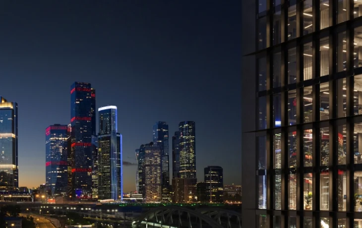 Деликатная подсветка украсит офисную башню в районе Филёвский Парк в вечернее время