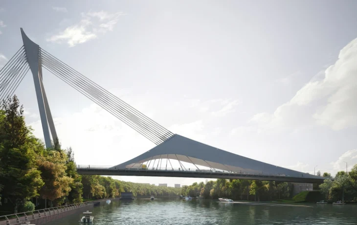 Собянин: пролетное строение моста-паруса в створе Новозаводской улицы смонтировано более чем наполовину Собянин: пролетное строение моста-паруса в створе Новозаводской улицы смонтировано более чем наполовину