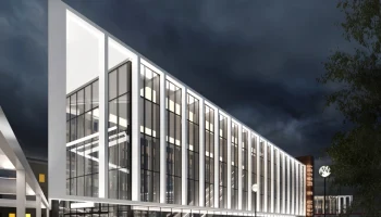 На стройплощадке городского вокзала Серп и Молот возводят конструкции зала для пассажиров