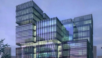 Начался монтаж фасадов будущего бизнес-центра в районе Хорошёвский