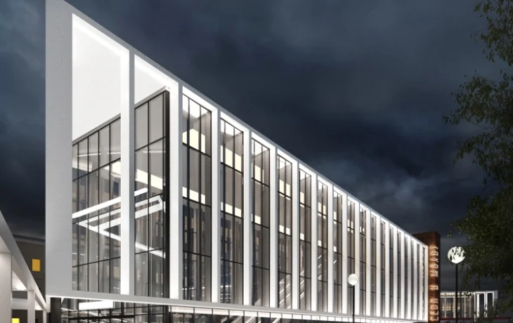 На стройплощадке городского вокзала Серп и Молот возводят конструкции зала для пассажиров