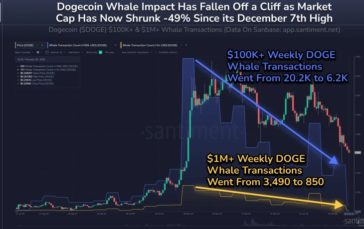 Dogecoin обвалился за два месяца на 49%
