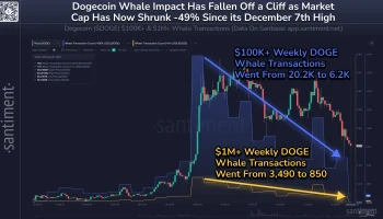 Dogecoin обвалился за два месяца на 49%